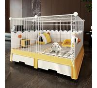 Pet Cage Rabbit Cage Easy-Clean Escape-Proof Chew Resistant Design For Guinea Pigs, Bunnies, Cats, Dogs(Yellow,96 * 56 * 66cm-a)