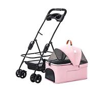 Pet Cage Stroller or Pet Trolley,Carrier Premium Soft Sided Foldable Strolling Cart,Carrier is Separable and Reversible,for Dog Park,for The Outside