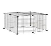 vidaXL 36-Panel Pet Cage with Door Black 35x35 cm Steel, Black
