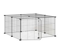 (36-panel with door, 1.5 cm) vidaXL Pet Cage with Door Black Steel Rabbit Hutch 1.5 cm/4.3 cm Multi Models