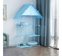 Pet CageCat Cage Cat Playpen Deluxe Cat Home 3-Tier Cat House Cat Condo Folding Metal Crate Cage with Hammock/cat Nest/cat Litter Box (C1)