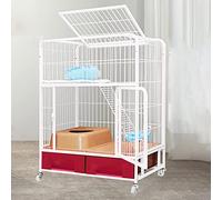 Pet CageCat Cage - Heavy Duty Dog Crate Strong Metal Dog Cage Dog Kennels Cat House Cat Condo Folding Metal Crate Cage for Medium and Large Dogs Pet Playpen Indoor Outdoor with Four Wheels (Pink Three