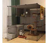 Pet Cages for Cats, Cat Cages Indoor, Cat Playpen, Cat Outdoor Enclosure with Toilet Large Free Space Small Cats Cat Litter for 1-4 Cats, Ferret, Chinchilla, Rabbit, Small Animals,B-111 * 95 * 109cm