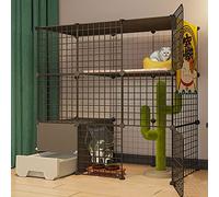 Pet Cages for Cats, Cat Cages Indoor, Cat Playpen, Cat Outdoor Enclosure with Toilet Large Free Space Small Cats Cat Litter for 1-4 Cats, Ferret, Chinchilla, Rabbit, Small Animals,B-111 * 49 * 109cm