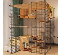 Pet Cages for Cats, Cat Cages Indoor, Cat Playpen, Cat Outdoor Enclosure with Toilet Large Free Space Small Cats Cat Litter for 1-4 Cats, Ferret, Chinchilla, Rabbit, Small Animals,A-111 * 49 * 145cm