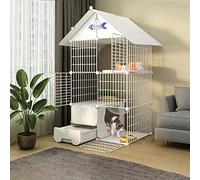 Pet Cages For Cats,Cat Cages Indoor Large With Litter Box,Wire 3 Tier Cat Cage Large,Collapsible Ideal For 1-4 Cats,A-75 * 49 * 145cm