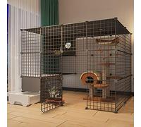 Pet Cages for Cats, Indoor, Cat Playpen, Cat Outdoor Enclosure with Toilet Large Free Space Small Cats Cat Litter for 1-4 Cats, Ferret, Chinchilla, Rabbit, Smal(B 147 * 95 * 109cm)