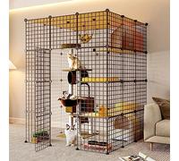Pet Cages for Cats, Large Indoor Cat Cage, Wire Cat Cage, Portable Guinea Pig Cage, Exercise Place Ideal for 1-3 Cats (111 * 111 * 146cm)
