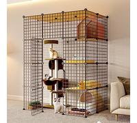 Pet Cages for Cats, Large Indoor Cat Cage, Wire Cat Cage, Portable Guinea Pig Cage, Exercise Place Ideal for 1-3 Cats (111 * 75 * 146cm)