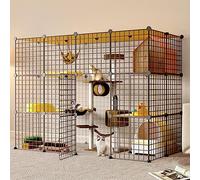 Pet Cages for Cats, Large Indoor Cat Cage, Wire Cat Cage, Portable Guinea Pig Cage, Exercise Place Ideal for 1-3 Cats,147 * 75 * 109cm