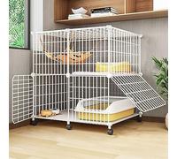 Pet Cages For Cats Large,With Free Hammock 1 Cat Bed Front Doors 1 Ramp Ladders Perching Shelves,Indoor & Outdoor Portable Metal Wire Yard Fence,2 layer