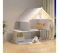 Pet Cages For Small Animals,Guinea Pig Cage With Top,Kitten Cage For Indoor Cats,Collapsible Pet Cage,Portable Cat Cage - Black/White - 6 Sizes,White-111 * 75 * 109cm
