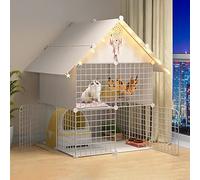 Pet Cages For Small Animals,Guinea Pig Cage With Top,Kitten Cage For Indoor Cats,Collapsible Pet Cage,Portable Cat Cage - Black/White - 6 Sizes,White-75 * 75 * 109cm