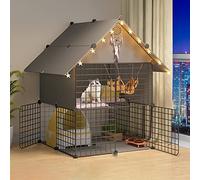 Pet Cages For Small Animals,Guinea Pig Cage With Top,Kitten Cage For Indoor Cats,Collapsible Pet Cage,Portable Cat Cage - Black/White - 6 Sizes,Black-75 * 75 * 109cm