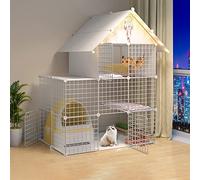 Pet Cages For Small Animals,Guinea Pig Cage With Top,Kitten Cage For Indoor Cats,Collapsible Pet Cage,Portable Cat Cage - Black/White - 6 Sizes,White-111 * 75 * 146cm-B