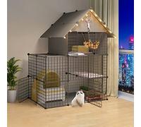 Pet Cages For Small Animals,Guinea Pig Cage With Top,Kitten Cage For Indoor Cats,Collapsible Pet Cage,Portable Cat Cage - Black/White - 6 Sizes,Black-111 * 75 * 146cm-B