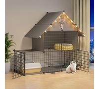 Pet Cages For Small Animals,Guinea Pig Cage With Top,Kitten Cage For Indoor Cats,Collapsible Pet Cage,Portable Cat Cage - Black/White - 6 Sizes,Black-111 * 39 * 109cm