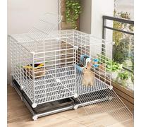 Pet Cages for Small Pets Bunny Cage on Wheels with Removable Trays, Rabbit Cages with Foot Mats, Chicken Cages, Small Animal Playpen Indoor for Home Use(Color:White,Size:75x75x48cm)