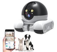Pet Camera Robot, 360° Home Security Camera 1080P Indoor Movable Cameras,2 Way Talk,Motion Detection,Night Vision,Wireless House Movable Cameras Remote Control for Cats Dogs (4G version + 128G)