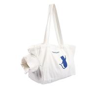 Pet Canvas Shoulder Bag, Cat Canvas Carrying Bag, Portable Pet Carrier with Cute Blue Cat Print and I FOUND YOU! Design for Shopping Travel Outdoor Use