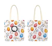 Pet Canvas Shoulder Bag, Colorful Happy Easter Eggs and Branches Pattern Portable Cats Carriers Dog Carrying Chest Tote Bag for Small Pets