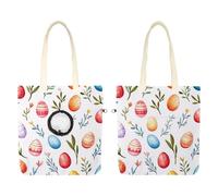 Pet Canvas Shoulder Bag, Colorful Happy Easter Eggs and Branches Portable Cats Carriers Dog Carrying Chest Tote Bag for Small Pets
