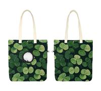 Pet Canvas Shoulder Bag, Happy St Patricks Day Green Shamrocks Portable Cats Carriers Dog Carrying Chest Tote Bag for Small Pets