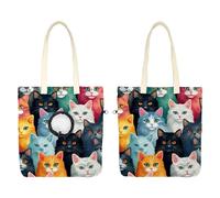 Pet Canvas Shoulder Bag Soft-Sided,Dog Purse Carrier for Small Dogs and Cats, Portable Pet Handbag with Adjustable Hole, Pet Washable Travel Tote Bag,Spring Cats Q 16.7''x15.8''