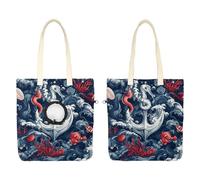 Pet Canvas Shoulder Bag Soft-Sided,Dog Purse Carrier for Small Dogs and Cats, Portable Pet Handbag with Adjustable Hole, Pet Washable Travel Tote Bag,Marine Life Anchor 16.7''x15.8''