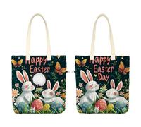 Pet Canvas Shoulder Bag Soft-Sided,Dog Purse Carrier for Small Dogs and Cats, Portable Pet Handbag with Adjustable Hole, Pet Washable Travel Tote Bag,Happy Easter Bunny 19.3''x16.5''