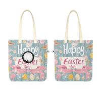 Pet Canvas Shoulder Bag Soft-Sided,Dog Purse Carrier for Small Dogs and Cats, Portable Pet Handbag with Adjustable Hole, Pet Washable Travel Tote Bag,Happy Easter Day Flowers 16.7''x15.8''