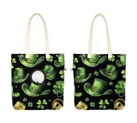 Pet Canvas Shoulder Bag, Western St Patrick Outfits Green Cowboy Hat Shoes Portable Cats Carriers Dog Carrying Chest Tote Bag for Small Pets