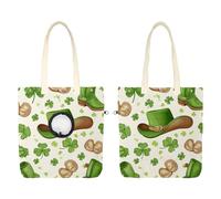 Pet Canvas Shoulder Bag, Western St Patrick Outfits Green Cowboy Hat Shoes Shamrock Portable Cats Carriers Dog Carrying Chest Tote Bag for Small Pets