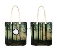 Pet Canvas Shoulder Bag, Woodland Forest Green Earth Tones Rustic Print Portable Cats Carriers Dog Carrying Chest Tote Bag for Small Pets
