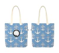 Pet Canvas Shoulder Carrying Bag, Anchors and Ship Wheels on Blue Background Pet Carrier for Small Dogs Cats, Pet Out Shoulder Bag