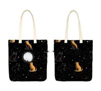 Pet Canvas Shoulder Carrying Bag, Black Cat Silhouette Among Stars in the Night Sky Pet Carrier for Small Dogs Cats, Pet Out Shoulder Bag