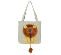 Pet Canvas Shoulder Carrying Bag,Cute Lion Shaped Cat Carrier- Head-Out Design for Small Pets | Multi-Functional Shoulder & Handheld Use,Large Storage Space for Outdoor,Shopping and Camping (Gray S)
