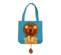Pet Canvas Shoulder Carrying Bag,Cute Lion Shaped Cat Carrier- Head-Out Design for Small Pets | Multi-Functional Shoulder & Handheld Use,Large Storage Space for Outdoor,Shopping and Camping (Blue S)