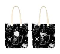 Pet Canvas Shoulder Carrying Bag, Human Skull inside Beer Glass on black background Pet Carrier for Small Dogs Cats, Pet Out Shoulder Bag