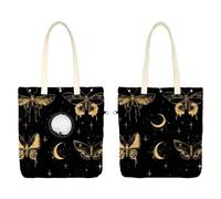 Pet Canvas Shoulder Carrying Bag, Mystical Butterflies and Moon Silhouettes Pet Carrier for Small Dogs Cats, Pet Out Shoulder Bag