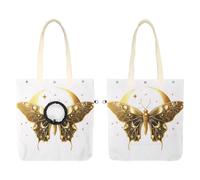 Pet Canvas Shoulder Carrying Bag, Mystical Golden Butterflies and Moon Silhouettes Pet Carrier for Small Dogs Cats, Pet Out Shoulder Bag