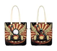 Pet Canvas Shoulder Carrying Bag, Racer in a Victory Pose with Checkered Flags Cat Carriers with Adjustable Hole for Small Dogs and Cats