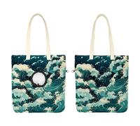 Pet Canvas Shoulder Carrying Bag, Vintage Art Japanese Ocean Waves Cat Carriers with Adjustable Hole for Small Dogs and Cats