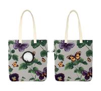 Pet Canvas Shoulder Carrying Bag, Vintage Flowers Pansies Leaves and Butterflies Pet Carrier for Small Dogs Cats, Pet Out Shoulder Bag