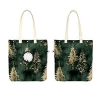 Pet Canvas Shoulder Carrying Bag, Watercolor Green Woodland Forest Earth Tones Cat Carriers with Adjustable Hole for Small Dogs and Cats