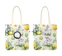 Pet Canvas Shoulder Carrying Bag, Watercolor Happy Easter Flower with Cute Rabbits Pet Carrier for Small Dogs Cats, Pet Out Shoulder Bag