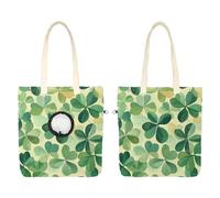 Pet Canvas Shoulder Carrying Bag, Watercolor Lucky Four-leaf Cat Carriers with Adjustable Hole for Small Dogs and Cats