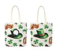 Pet Canvas Shoulder Carrying Bag, Western St Patrick Outfits Green Cowboy Hat Shoes Clovers Cat Carriers with Adjustable Hole for Small Dogs and Cats
