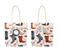 Pet Canvas Shoulder Carrying Bag, Wild West Various Cowboy Boots Pattern Pet Carrier for Small Dogs Cats, Pet Out Shoulder Bag