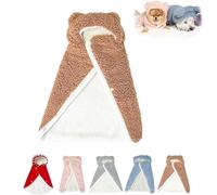Pet Cape Blanket, Dog Cape Blanket, Winter Cape Blanket for Dogs, Dog Winter Coat with Hat, Pet Warm Sleeping Blanket, Pet Apparel for Small Medium Dogs & Cats (Medium,Coffee)